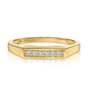 14K Yellow Gold Lab Diamond Signet Ring, 0.06Ctw