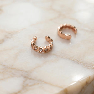 Rose Gold Ear Cuffs, Diamond Cartilage Ear Wrap, No Piercing, Minimalist Cuff Jewelry