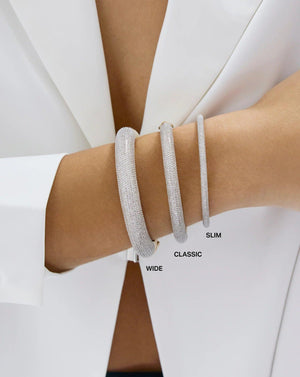Stunning Pavé Diamond Stackable Gold Cloud Bangle for Effortless Elegance.