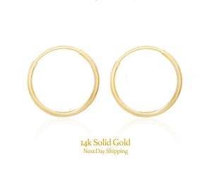 Chic 14K Solid Gold Endless Hoop Earrings - Elegant Tiny Huggie Hoops for Every Occasion.