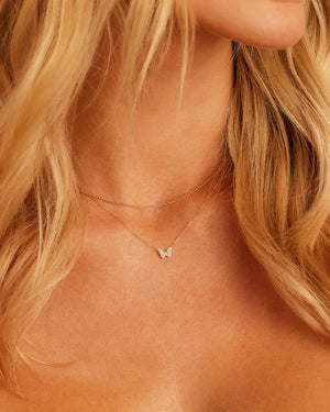 14K Diamond Butterfly Necklace