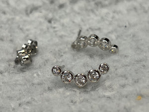 Gold Diamond Ear Climber. 5 Diamonds Ear Cuff in Silver. Ruby, Sapphire Diamond Stud Earrings. Crawler Earrings Gift. Same Day Shipping.
