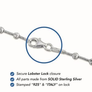 Sterling Silver Diamond-Cut Moon Bracelet