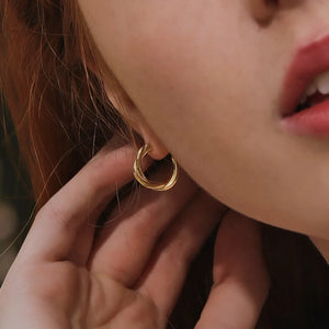 Gold Twisted Hoop Earrings: 18K Gold Plated Sterling Silver
