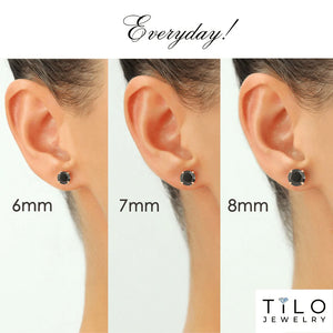 10K Yellow Gold Black Onyx Pushback Stud Earrings
