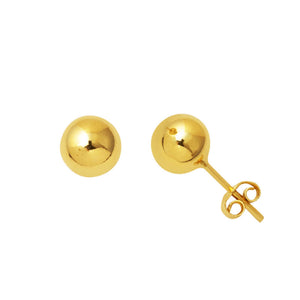 14K Solid Gold Ball Stud Earrings, Yellow Gold Ball Earrings 6Mm, Gold round Ball Stud Sleeper Earrings, Classic Jewelry