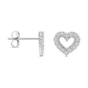 14K Gold Lab Diamond Heart Stud Earrings, 0.25Ctw