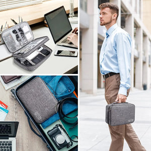 Three Layer Digital Storage Bag Multi-Functional Cable Storage Box Portable Waterproof Travel Case for Data Mobile Power Bank
