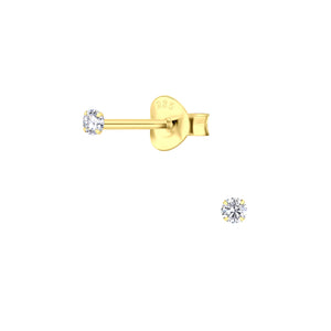 Tiny 2Mm Cubic Zirconia Stud Earrings | 14K Gold Plated Sterling Silver | Dainty and Elegant | Perfect Gift for Her