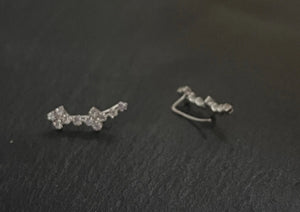 Beautiful 925 Sterling Silver and Sparkly Clear Cubic Zirconia Crystal Ear Climbers Earrings Gift