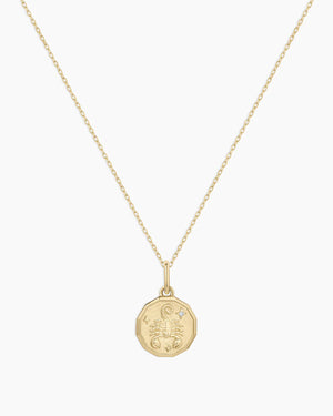 Diamond Zodiac Coin Charm Necklace