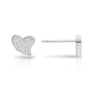 CZ Curved Heart Stud Earrings, 1016 in Sterling Silver