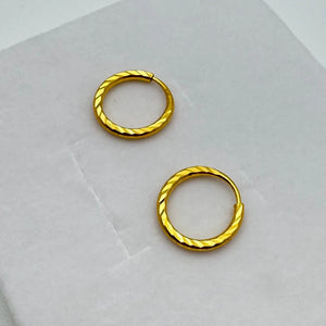 Pure Gold Hoops 2.3 Grams, 24K Solid Gold Earrings for Women, 15MM Hoops for Her, Genuine 999.9 Yellow Gold