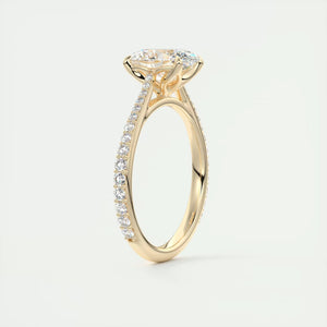 2.35 TCW Oval Cut Lab Grown Diamond Solitaire Accent Ring, 14K Solid Gold Engagement Ring, Wedding Ring, Bridal Ring, Anniversary Gift Ring.