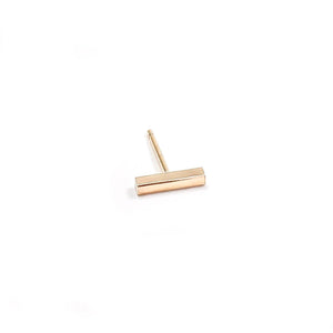 Stunning 14K Solid Gold Bar Stud Earrings - Dainty Matte Minimalist Design, Available as Single or Pair.