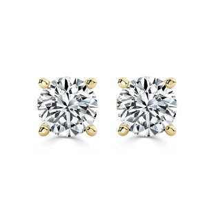 0.30Ct F/SI 100% Natural round Diamond Stud Earrings, Yellow Gold