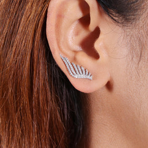 Sterling Silver Angel Wing Ear Climbers, Pave Crystal Earcuff, Fairy Core Earrings, Sweepup Climbing Earrings Gift, Wedding Gift