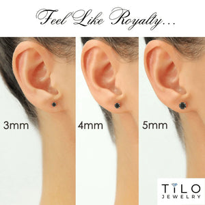 10K Yellow Gold Black Onyx Pushback Stud Earrings