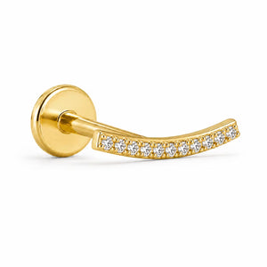 Flat Back Ear Climber, Titanium CZ Ear Crawler Earring, Threadless Push Pin Helix Cartilage Tragus Stud, 16G 18G 20G Dainty Gold Silver
