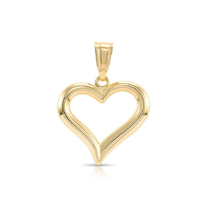 Elegant 14K Yellow Gold Heart Pendant Necklace with 18" Cable Chain.