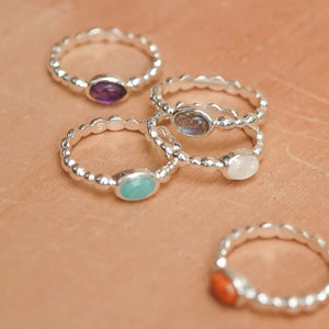 Healing Stone Bobble Ring Sterling Silver