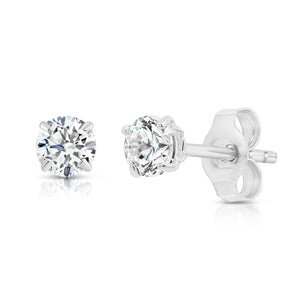 Bundle Set of 3! 14K White Gold Classic Solitaire Stud Earrings, Pushback (Unisex)