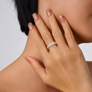ZP160- Handmade Sterling Silver Openwork Pattern Floral Ring: 18K Gold Vermeil Vintage Band