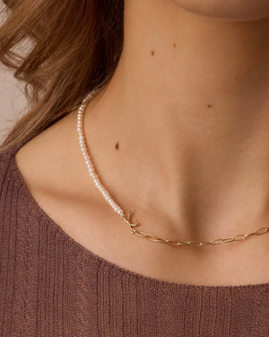 Lou Pearl Alphabet Necklace NikNenz™ Premium Gold & Diamonds