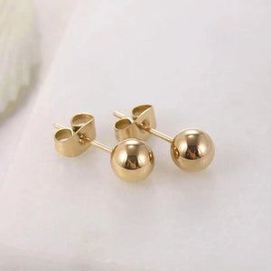 Minimalist Ball Stud Earrings: Stainless Steel Silver, Gold, Rose Gold, Black (3-7Mm)