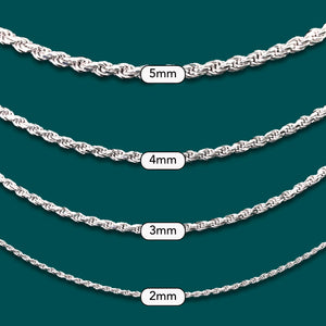 Solid Sterling Silver Rope Chain Bracelet