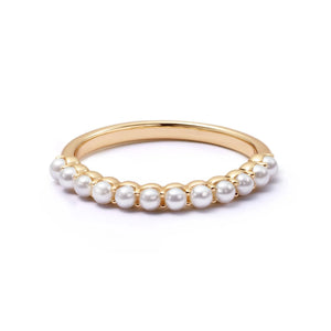 Mini Pearl Band Ring 18Ct Gold Plate