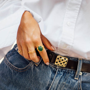 Polly Chunky Gemstone Ring 18Ct Gold Plate