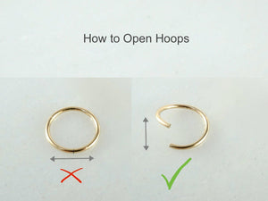 Dainty 18K Gold Petal Hoop Earrings - Tiny 14mm Floral Sleeper Hoops.