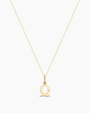 Diamond Vintage Alphabet Charm Necklace