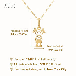 Stunning 14K Yellow Gold Little Girl Pendant Necklace - Perfect Gift for Her!.