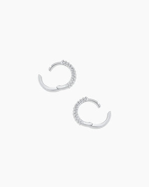 14K White Gold Diamond Pavé Huggies