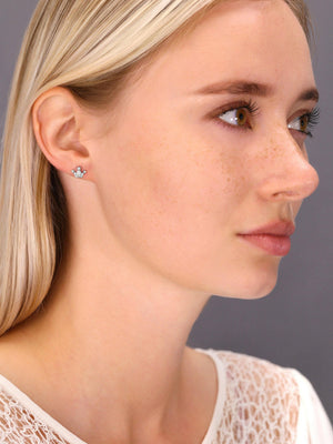Glamorous CZ Royal Princess Crown Sterling Silver Stud Earrings.