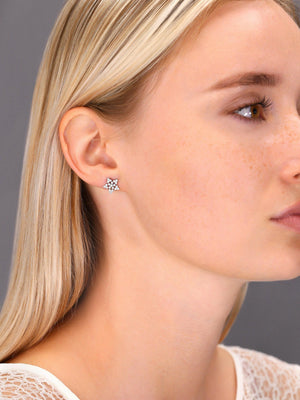 Sparkling CZ Star Stud Earrings in Premium Sterling Silver.