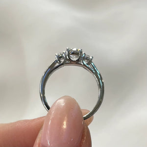 Moissanite Diamond Three Stone Wedding Ring: 925 Sterling Silver Promise Ring