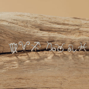 Zodiac Sign Stud Earrings in 925 Sterling Silver | 6Mm | Horoscope & Astrology Jewellery | Perfect Zodiac Sign Gift