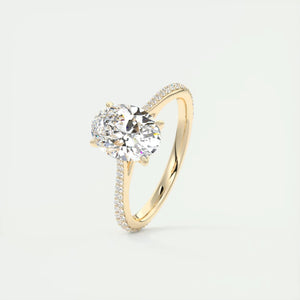 2.35 TCW Oval Cut Lab Grown Diamond Solitaire Accent Ring, 14K Solid Gold Engagement Ring, Wedding Ring, Bridal Ring, Anniversary Gift Ring.