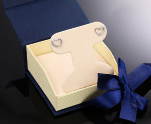 Elegant CZ Open Heart Stud Earrings in Sterling Silver.