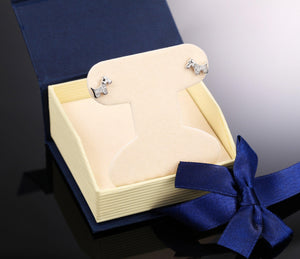 Adorable Sterling Silver CZ Tiny Puppy Dog Stud Earrings.