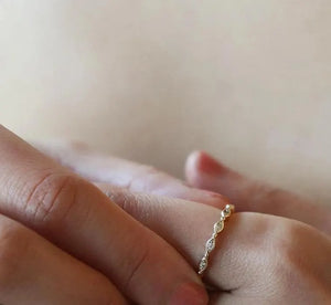 Dainty Diamond Half Eternity Ring, Minimalist Gold Wedding Band
