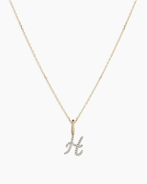 Diamond Script Alphabet Charm Necklace