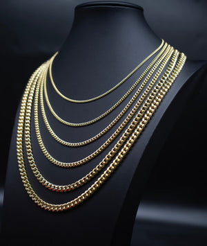 10K Real Gold Miami Cuban Link Chain Necklace and Bracelet,10K Gold Miami Cuban 2Mm - 6.8Mm, 10K Gold Chain, Real Gold Men and Women Chain