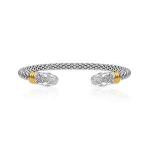 Sterling Silver Jaguar Cuff Bracelet, with Gold Accents, Fits 6 - 7 Inch Wrist