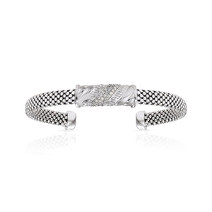 Sterling Silver Italian Bar Cuff Bracelet, Fits 7In-8In