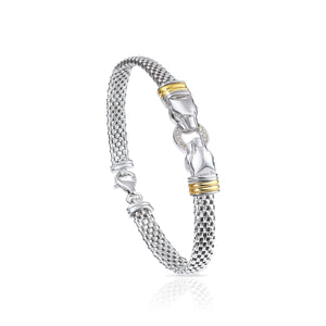 Sterling Silver Two-Tone Italian Jaguar Bracelet, 7.5In
