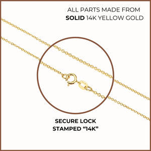 14K Gold Diamond Cut Cable Chain, Available in 14K Yellow or White Gold, Pendant Chain Necklace